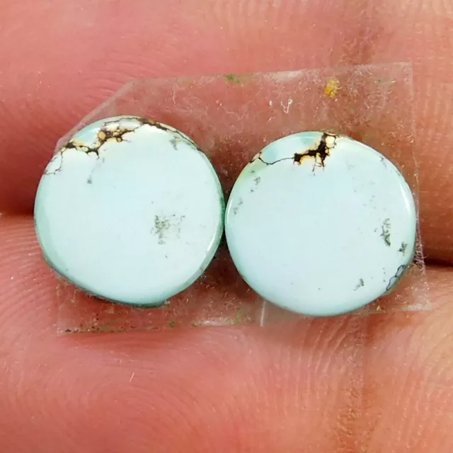 Natural Unique Tibet Turquoise Pair 03.60Cts. Round Cabochon Loose Gemstone