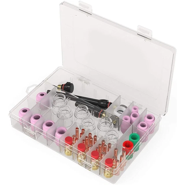 71 pz TIG Torcia Obiettivo Gas Ostinato Set 12 Vetro per Saldatura -17/18/26 TIG F4V5