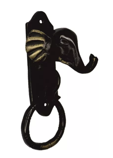 Trunk Up Elephant Shape Victorian Antique Repro Handmade Brass Door Knocker Bell