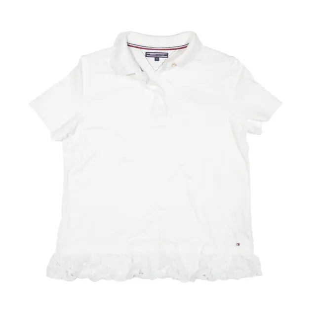 TOMMY HILFIGER Polo Shirt White Short Sleeve Girls XS