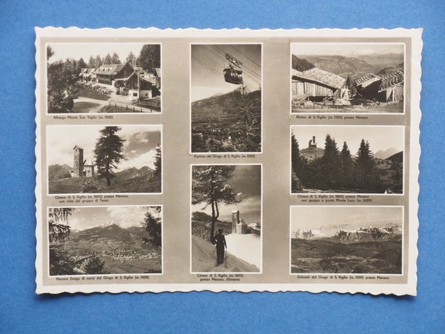 Cartolina Giogo di S. Vigilio presso Merano - Albergo e diverse vedute - 1950 ca