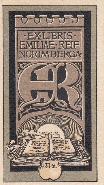 Exlibris Bookplate Lithographie Issmayer Buch Sonne Nürnberg