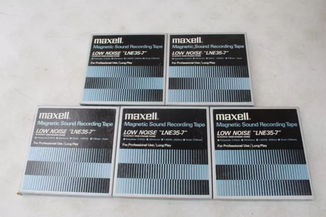 LOT of 5 MAXELL Low Noise LNE35-7 Reel-to-Reel Tapes