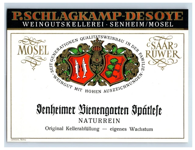 1970's-80's Senheimer Lay Feine Eiswein German Wine Label Original S19E