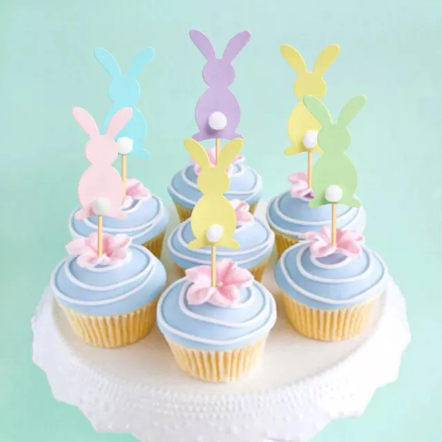 1/5pcs Colorful Rabbit Cupcake Toppers Happy Easter Bunny Cake Topper Decor