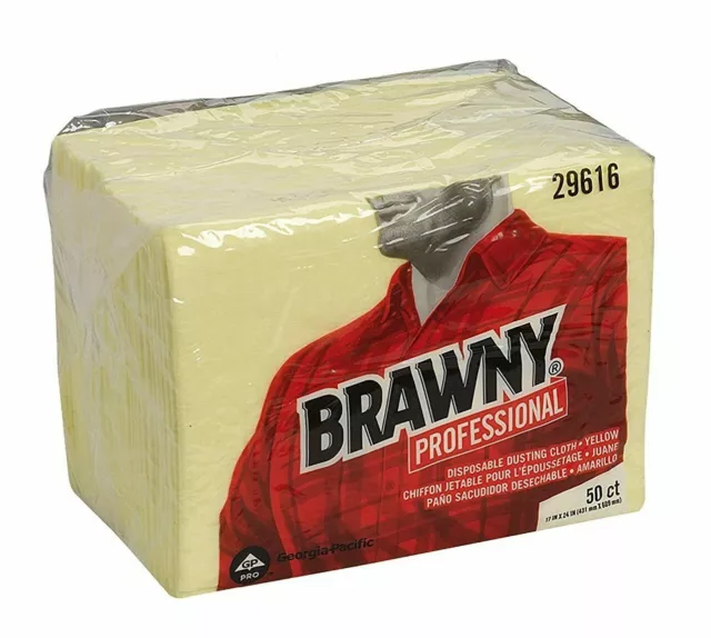 (200ct) Brawny 29616 Yellow 1/8 Fold Disposable Dusting Cloth 24"x17" towel