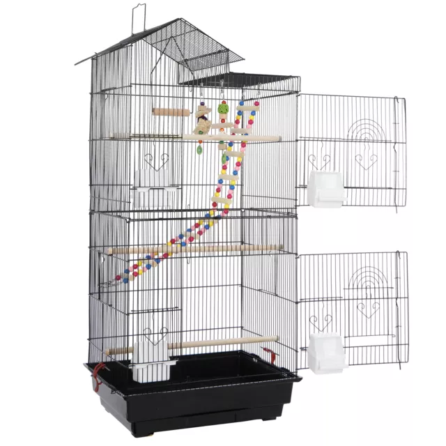 39" Roof Top Large Parakeet Bird Cage w/ Stand Tray Toy for Medium Quaker Parrot