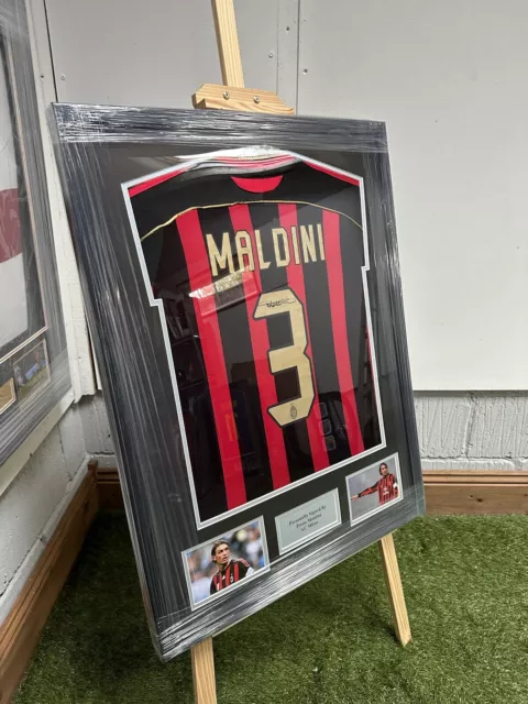 Paolo Maldini Signed & Framed AC Milan Shirt Genuine Signature With COA