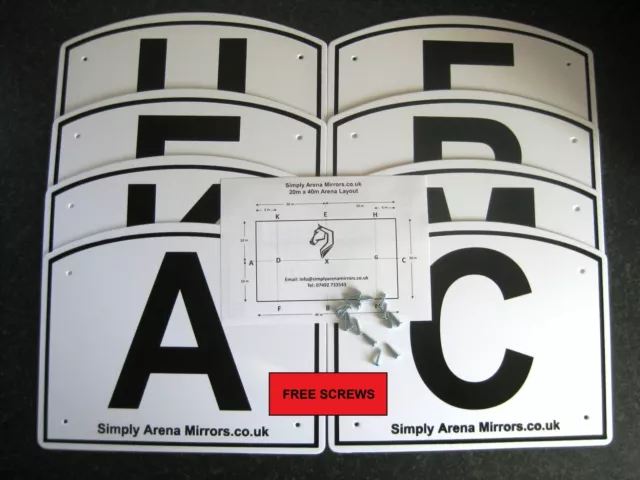 Dressage Letters / Markers 20m x 40m Heavy Duty + screws + arena plan FREE P&P