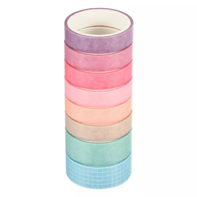 8pcs Washi Tape Set 10mm 15mm 3.0m Decorative Masking Sticker (Rainbow)