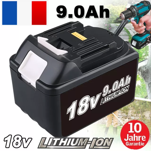 Batterie 18V 9.0Ah 18Volts pour Makita LXT BL1830 BL1850 BL1860 LITHIUM 194309-1