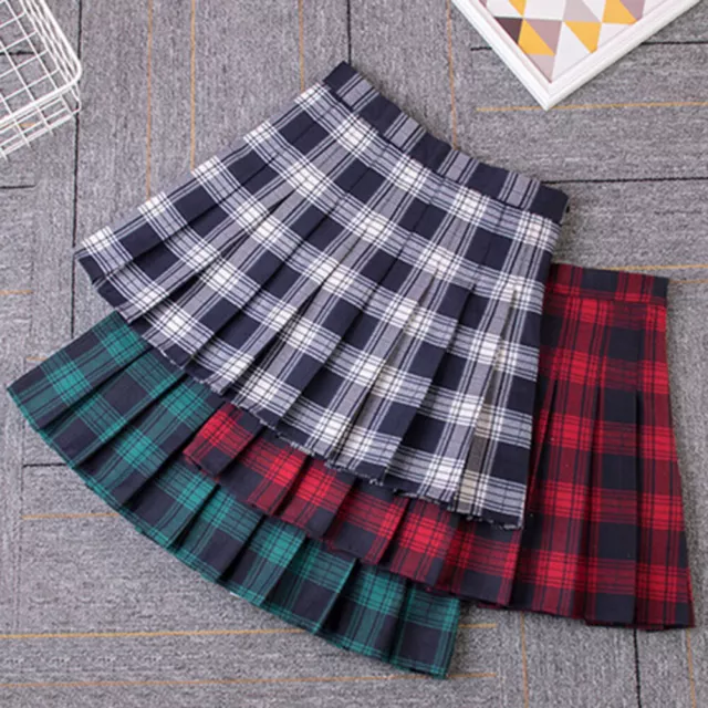 Femmes Fille Carreaux Tartan Plissé Mini Jupe Ecosse Écossais Kilt Patineuse