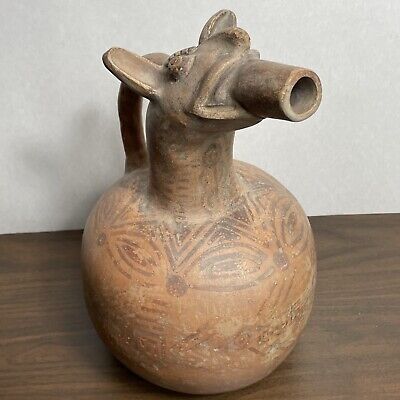 Primitive Latin American? Figural Art Pottery Water Pitcher Vessel 2