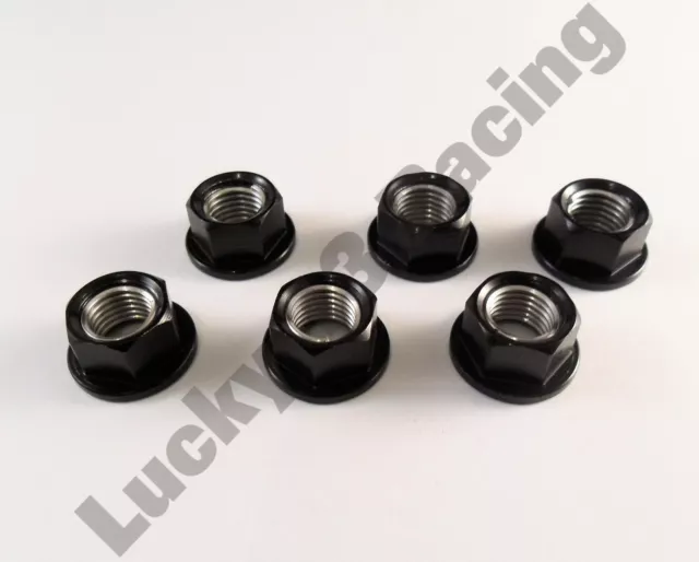 Set of 6 Alloy sprocket cush drive nuts M10 x 1.25mm Black x6 six 2
