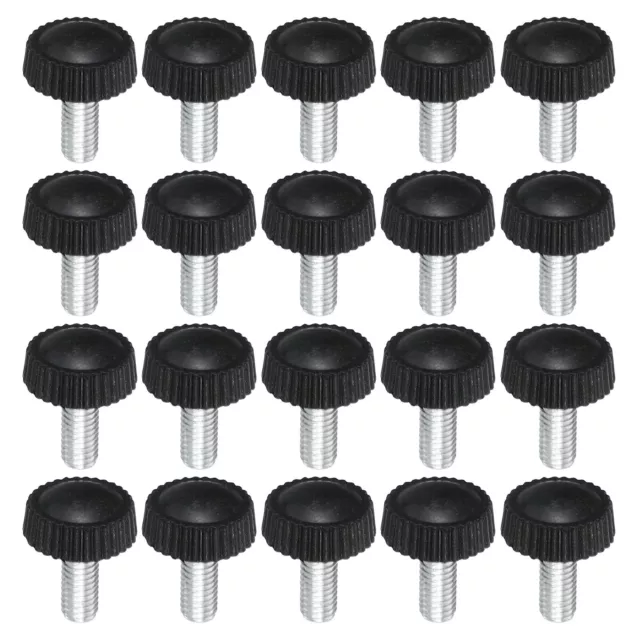 20pcs M5x12mm Knurled Thumb Screw Clamping Screw Knobs Grip Bolt Fasteners Black