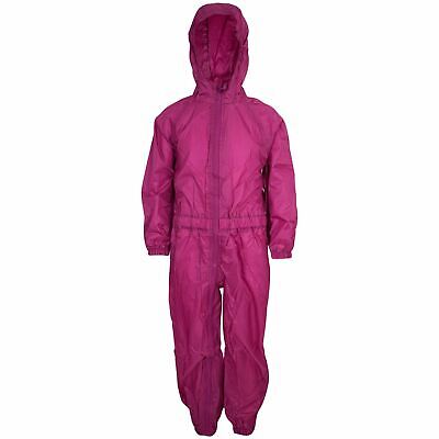 Girls Boys Raincoat Kids Pink Puddle Suit All in One Waterproof Hooded Rainsuit