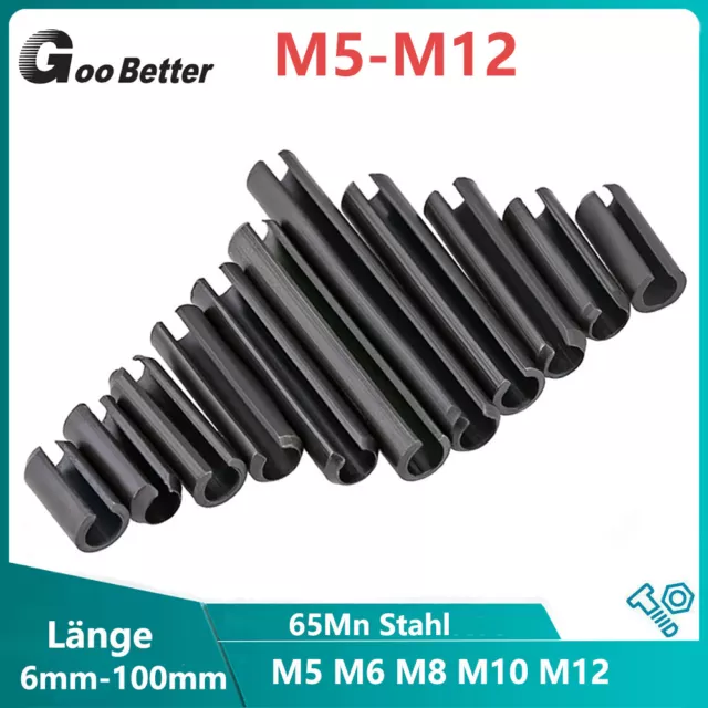 M5 M6 M8 M10 M12 Slotted Spring Tension Pins Sellock Roll Pins 65Mn Black