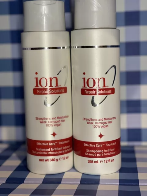 Ion Repair Effective Care Shampoo and Treatment Conditioner Duo Set 12 oz NEW