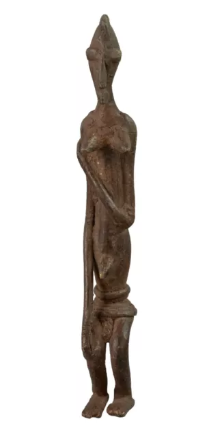 Statue Feminine Dogon Bronze Figure Ancestor Mali 14 CM Art African 17388