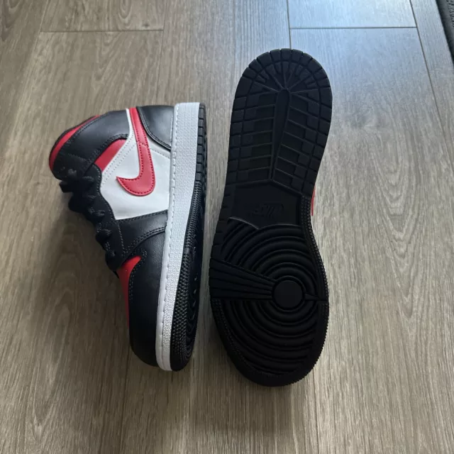 Nike Air Jordan 1 punta di mezza razza bianca nera rosso fuoco GS - UK5 US5,5Y nuovissima✅ 3