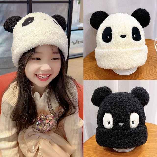 Carino berretto di lana panda per 4-12 anni bambini berretti bambini autunno inverno