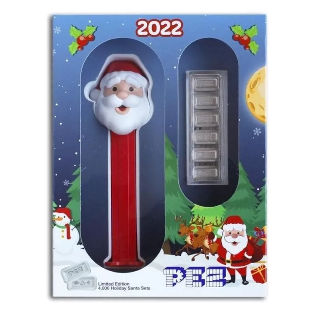 2022 30G Santa PEZ Dispenser Silver Wafers Gift Set
