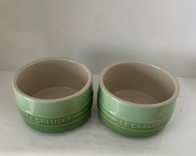 2 X Le Creuset Stoneware Stackable Ramekin Baking - Rosemary (New)
