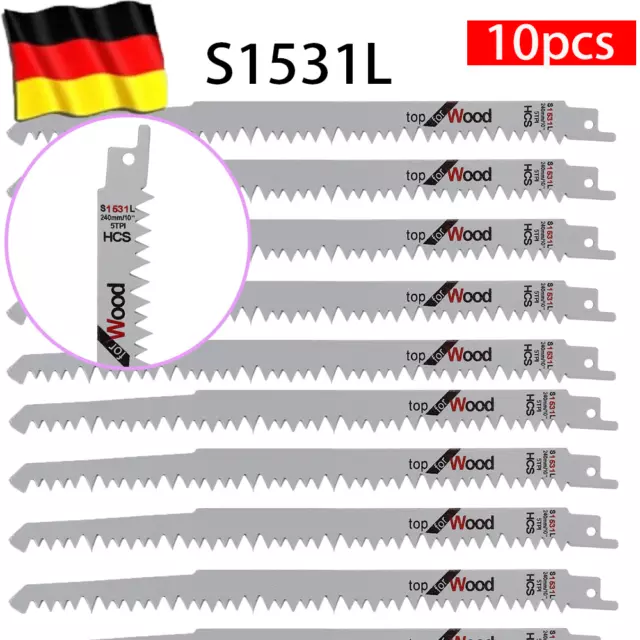 10x Säbelsägeblätter für Holz S1531L Sägeblatt passen für Bosch Dewalt Makita DE