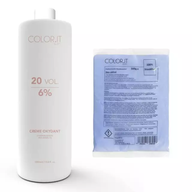 COLOR.IT Cream Entwickler 6% 1000ml + Blondierpulver 500g