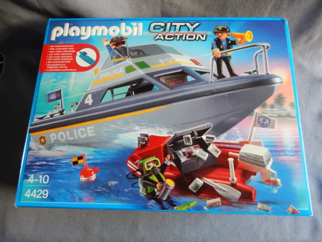 Playmobil City Action 4429 Age 4-10 Police Boat Playset + 3 Figures - Retired