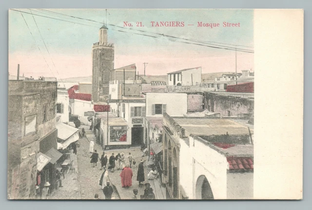 Mosque & Casino TANGIERS Antique MOROCCO Hand Colored Postcard UDB 1900s