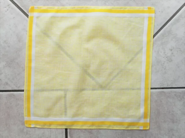 Yellow & White Handkerchief Checked w 0.7cm Yellow & White Stripes Around Edges