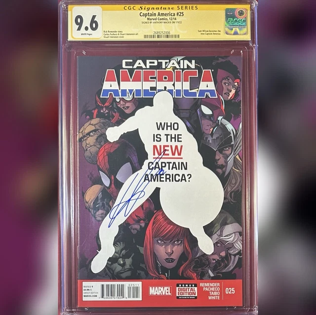 Captain America #25 1St Print Cgc 9.6 Ss Signed By Anthony Mackie