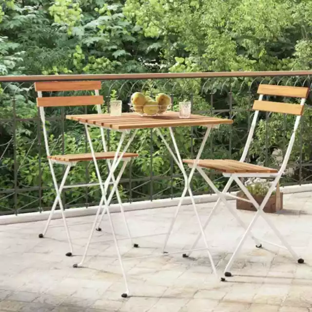 Table de Bistro Meuble de Jardin Patio Bois Acacia Solide et Acier