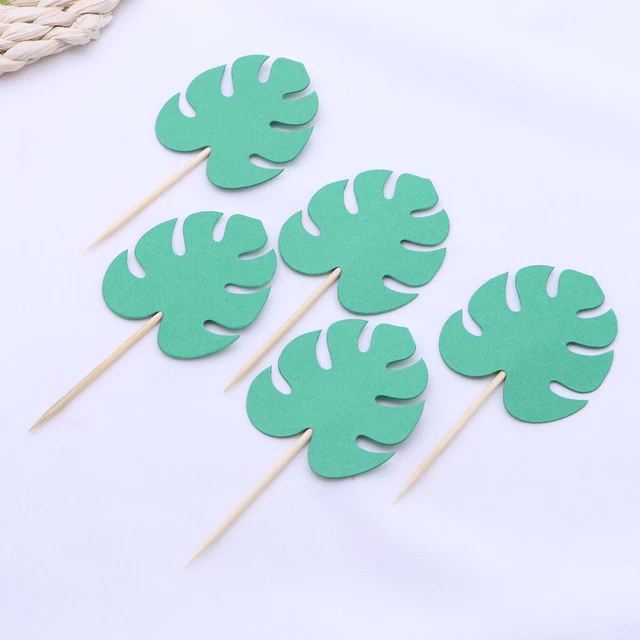 20 pz cappelli con topper per torta a foglie Monstera forniture per feste tropicali