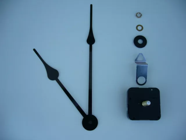 High Torque Clock Movement Extra Long Spindle Black 230Mm  French Spade Hands