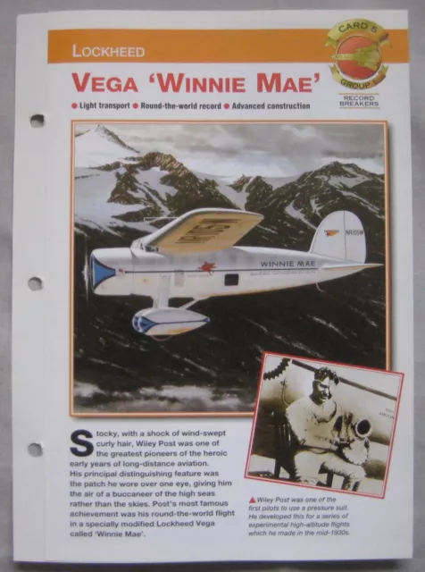 Aircraft of the World Card 5 , Group 1 - Lockheed Vega 'Winnie Mae'