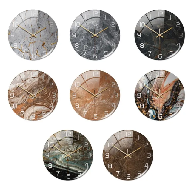 Acrylic Wall Clock Marble Round Quiet Non-Ticking Living Room Decor Clock Modern