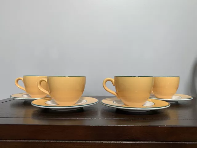 Set of 4 Pagnossin Ironstone Treviso Italy Spa Yellow Cups and Saucers