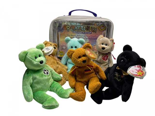 Deux oursons en peluche anciens, fourrure brune, visage et