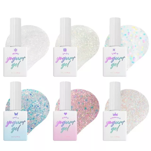 Yogurt Nail Princess Maker 6 Colors Set Glitter Gel Nail Polish K-Beauty