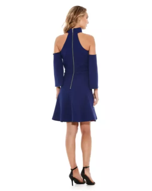 Yeojin Bae Double Crepe Nadine Godet Mini Dress Blue Size 12 AU 3