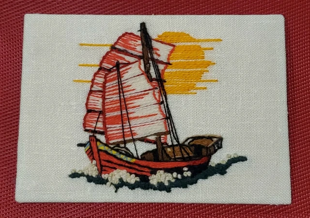 "Velero Needlepoint Completado No 918 HAITI 7"" x 5""