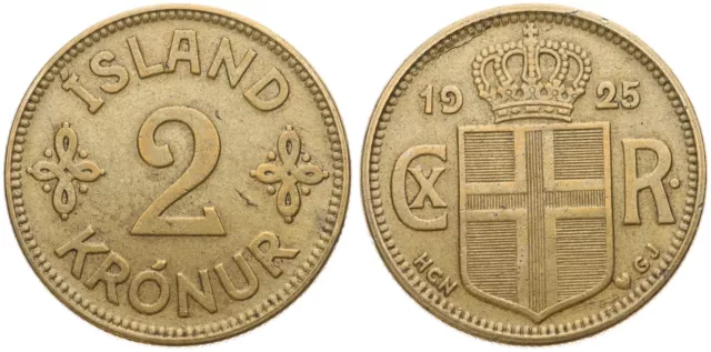 Island - Iceland 2 Kronur 1925-1966 - Kronen - KM# 4, 13 verschiedene Jahrgänge