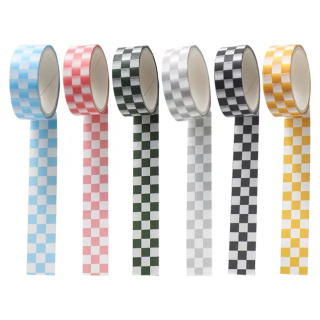 6 Colorful Plaid Washi Tape Rolls for DIY Scrapbooking & Wrapping