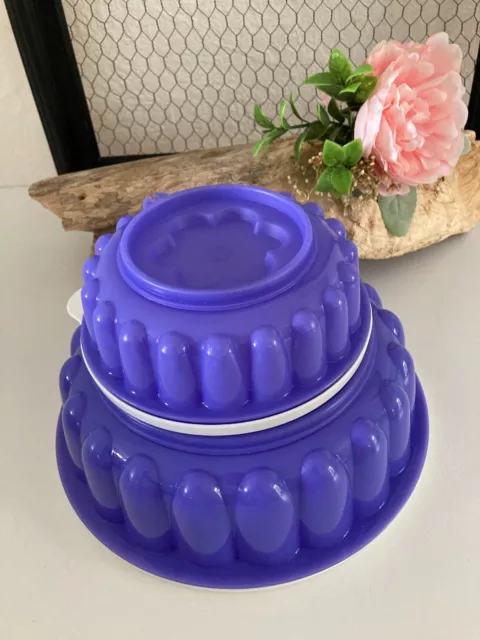 ⚜️ Lot Grand et Petit Moule à Gâteau Charlotte Tupperware Violet Ø 24 Cm & 16 Cm