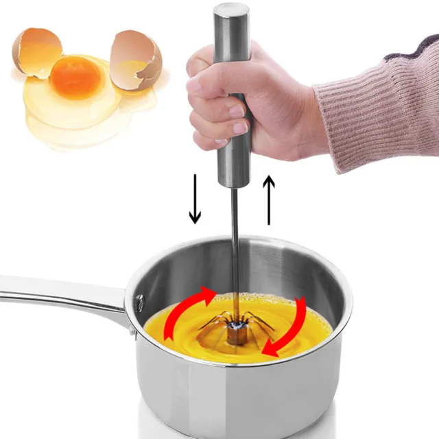 Stainless Steel Kitchen Semi Automatic Rotation Handheld Egg Blender Mixer B SL