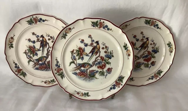 Lot Of 3 Villeroy & Boch Mettlach 1570 Bird Pattern Plates 21 cm Made In Germany