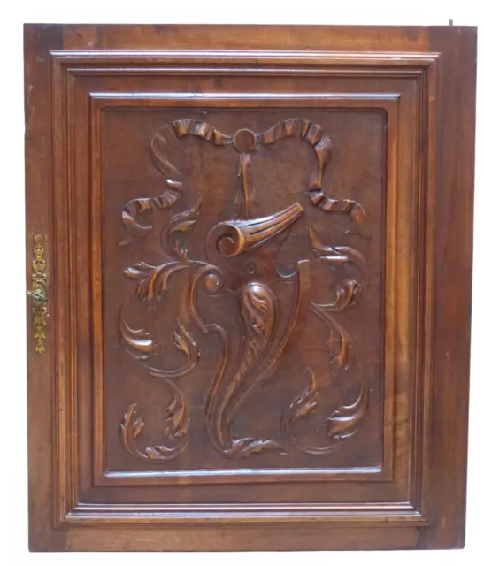 LARGE 26" Antique French Hand Carved Solid Wood Doors Panels Foliage Salvage