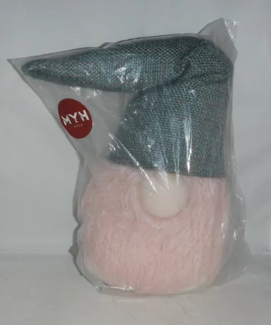MYH Deco Christmas Gnome Plush Santa Figurine 20 Inch Pink Beard w/ Gray Hat